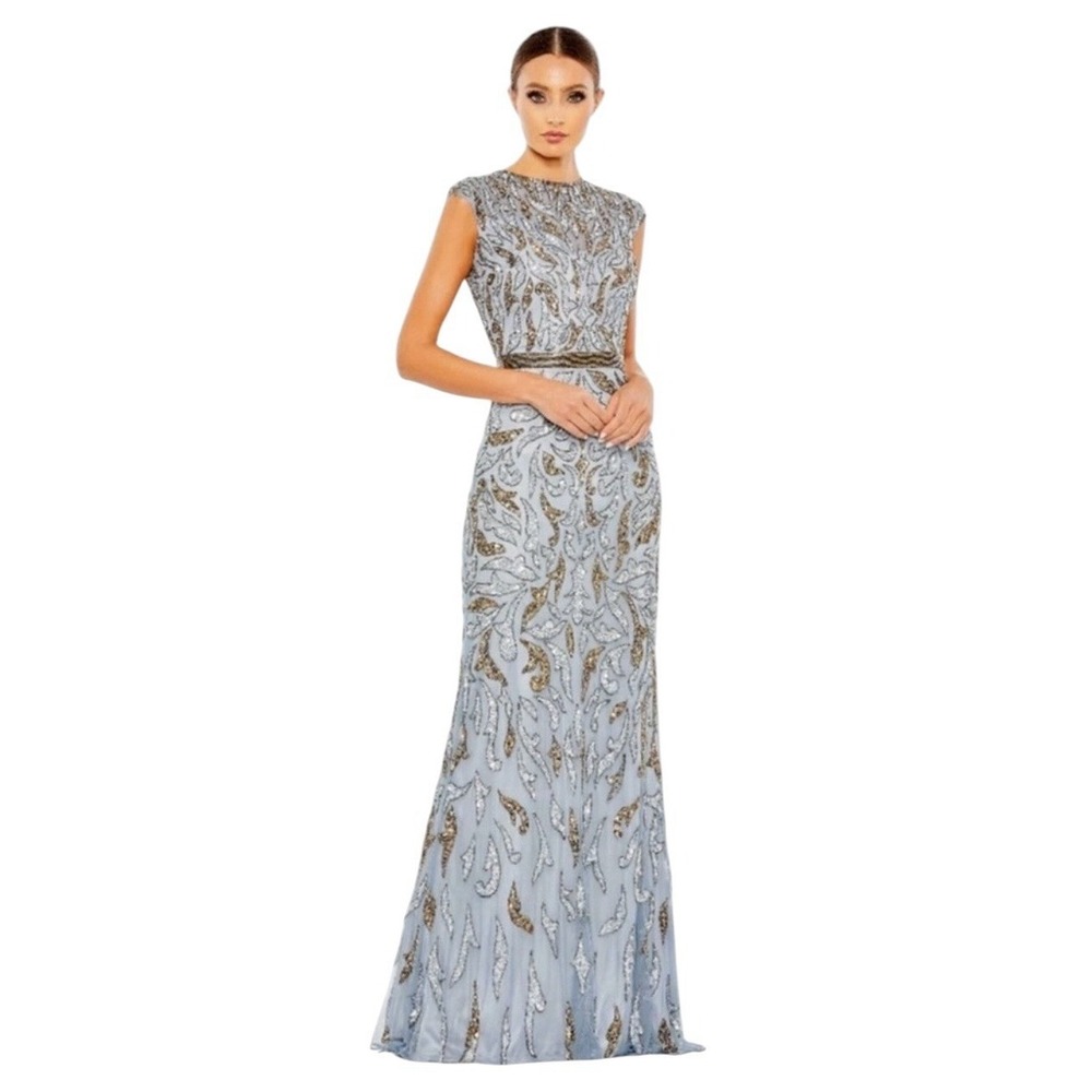 Mac Duggal 5532 Embellished High Neck Cap Sleeve Gown Size 10 $698
